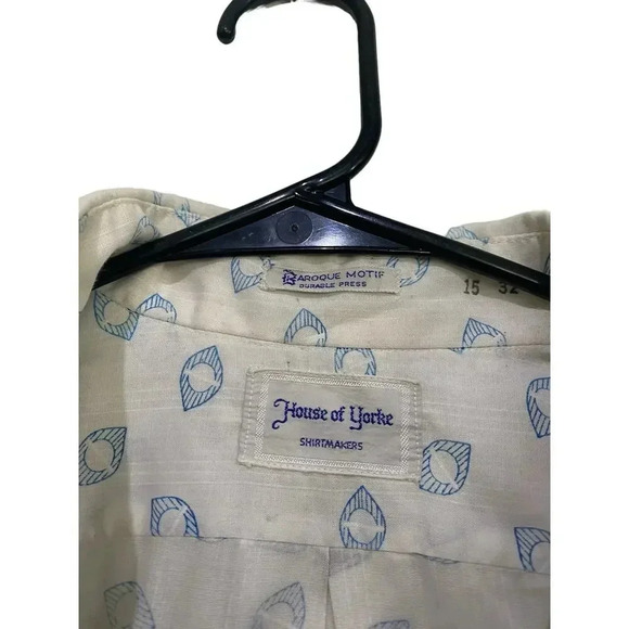 House of Yorke Long Sleeve Geometric Button-Down Casual Shirt Size 15/32 - Picture 5 of 5